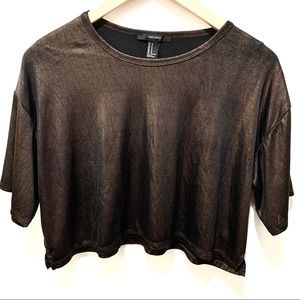 FOREVER 21 METALLIC BROWN CROP TOP